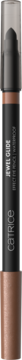 Sleek cylindrical bottle, metallic copper base, dark grey midsection with blurry text, coppery band.