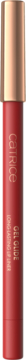 Catrice Gel Glide Long-Lasting Lip Liner 030 Left On Red, czerwona konturówka z metaliczną nakrętką, ujęcie pionowe.