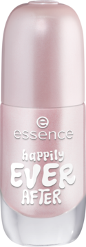 essence 06 happily EVER AFTER lakier żelowy, perłowy róż. Błyszcząca butelka z białym logo.