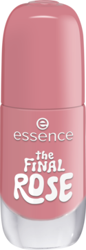Lakier essence 08 the FINAL ROSE, zgaszony róż, żelowy, butelka z przodu, lśniące wykończenie.