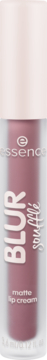 Essence Blur Sista matte lip cream w podłużnej, pudrowo-różowej tubce, widok z przodu. Napis BLUR.