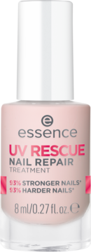 Essence UV RESCUE kuracja naprawcza do paznokci 8ml, jasnoróżowy lakier, widok z przodu.