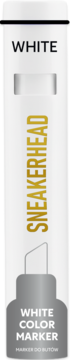 Sneakerhead White Color Marker do butów. Biały pisak z pionowym złotym napisem, widok z przodu.