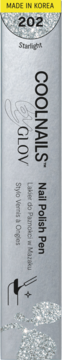 COOLNAILS Nail Polish Pen 202 Starlight w srebrnym, brokatowym opakowaniu, widok z przodu, tekst Made in Korea.