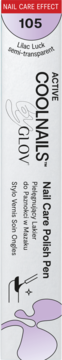 COOLNAILS Nail Care Polish Pen 105 Lilac Luck, semi-transparent, w pionowym opakowaniu z fioletowym tłem.