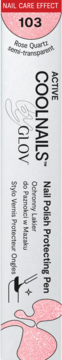 Różowy lakier ochronny COOLNAILS GLOV w pisaku, odcień 103 Rose Quartz, widok opakowania z przodu.
