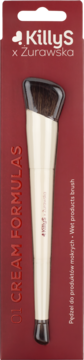 KillyS x Żurawska 01 CREAM FORMULAS pędzel do produktów mokrych. Beżowy pędzel na czerwonym opakowaniu.