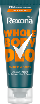 Rexona Men Whole Body Deo Amber Woods, ciemnozielony dezodorant w tubce, 72h ochrona, bez aluminium.