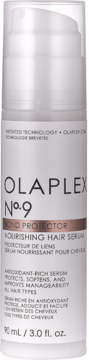 Olaplex No.9 Bond Protector Nourishing Hair Serum, biała butelka 90ml z pompką, widok z przodu.