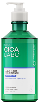 Zielony Kerasys Cica Labo Aqua Moist Conditioner 750ml z białą pompką, widok z przodu, Damage Care.