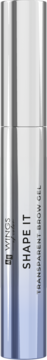 Srebrny, lśniący, cylindryczny żel do brwi Shape It Transparent Brow Gel, widok z przodu.