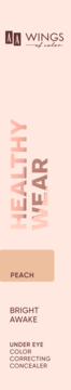 AA WINGS of color Healthy Wear korektor pod oczy Peach, pionowy tekst na jasnoróżowym tle.