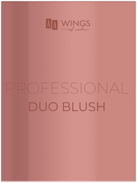 Profesjonalny róż AA Wings of Color Duo Blush w matowym opakowaniu pudrowego różu, widok przodem.