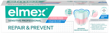 Elmex Sensitive Professional Repair & Prevent pasta do zębów, biało-zielona tubka, widok z przodu.