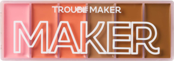 Paleta do konturowania Trouble Maker Light z 6 kremowymi odcieniami: róż, brzoskwinia, 3 brązy. Widok z góry.