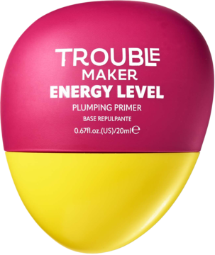 Trouble Maker Energy Level Plumping Primer, różowo-żółta, jajowata baza żelowa, widok z przodu.