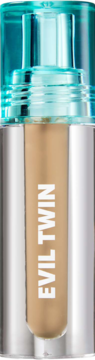 Żel do brwi Evil Twin Tinted Brow Gel Light Brown w butelce z beżowym żelem i turkusową zakrętką.