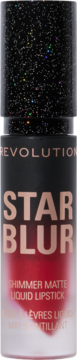 Pomadka Revolution Star Blur, płynna, matowa z brokatowym topem. Widok z przodu, kolor Scarlet Ruby.