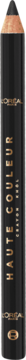 Czarna kredka L'Oréal Paris Haute Couleur do oczu z nude końcówką, złotymi napisami, widok z przodu, pionowo.