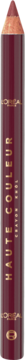 Bordowa kredka do oczu L'Oréal Paris Haute Couleur z różową końcówką, stojąca pionowo, widok z przodu.