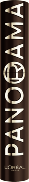 Tusz do rzęs L'Oréal Paris Panorama w brązowej tubie. Widok z przodu, z błyszczącym napisem 'PANORAMA'.