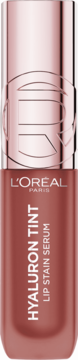 L'Oréal Paris Hyaluron Tint Lip Stain Serum. Brązowa, matowa butelka z metaliczną nakrętką w kolorze różowego złota.