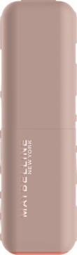 Szminka Maybelline New York Maybe It's w beżowo-różowej tubce z pomarańczową bazą, matowe wykończenie, widok z przodu.