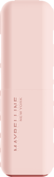 Jasnoróżowa szminka Maybelline New York, matowe opakowanie z pionowym logo i ciemniejszym dnem.