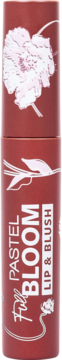 Ceglasty sztyft Pastel Full Bloom Lip & Blush Very Demure z białym wzorem kwiatów i ptaka, pionowy widok.
