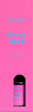 Różowe opakowanie dyfuzora zapachowego Your Candle Crazy Beat premium, z niebieskim napisem i butelką 100ml.