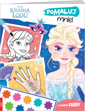 Kolorowanka Disney Kraina Lodu Pomaluj mnie! z Elsą, Anną do kolorowania i farbami w zestawie, widok z przodu.