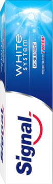 Opakowanie Signal WHITE System, pasta wybielająca, niebieskie z efektem blasku, bielsze zęby w 1 tydzień.