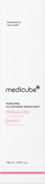 Białe opakowanie Medicube Pore Pink Glutation Serum Mist 100ml, front, z różowymi akcentami.