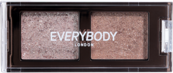 Otwarty podwójny cień do powiek EVERYBODY LONDON Retro Glam. Metaliczne odcienie: jasny różowo-brązowy i brązowy.