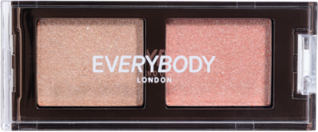 Metaliczne cienie Everybody London Soft Beam: różowo-brzoskwiniowy i szampański cień w podwójnej paletce.