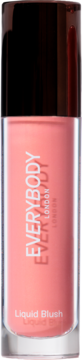EVERYBODY LONDON Luminous Liquid Blush, brzoskwiniowy płynny róż do policzków w butelce z ciemną zakrętką.