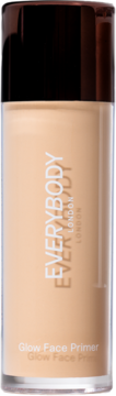 EVERYBODY LONDON Glow Face Primer Light, rozświetlająca baza pod podkład w jasnym beżowym opakowaniu, widok z przodu.