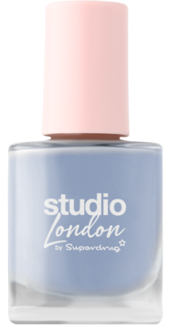 Periwinkle Studio London by Superdrug lakier do paznokci w kwadratowej butelce z różową nakrętką, widok z przodu.