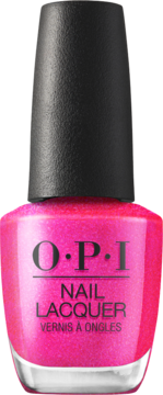 OPI Lollypoppin' Bubblegum lakier do paznokci w szklanej butelce, widok z przodu, fuksja, czarna nakrętka.