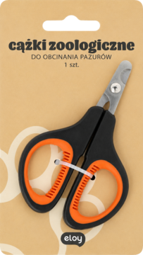 Eloy Cążki dla zwierząt, czarno-pomarańczowe do obcinania pazurów, z ergonomicznymi rączkami, widok z przodu.