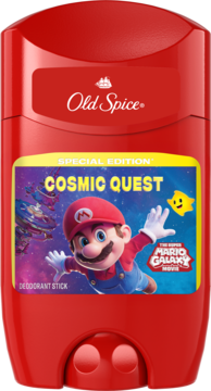 Czerwony sztyft Old Spice Cosmic Quest z Mario z Super Mario Galaxy, widok z przodu, 50ml.