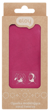 Opaska modelująca ELOY MA556 na owal twarzy w różu, w kartonowym opakowaniu z wycięciem, widok z przodu.