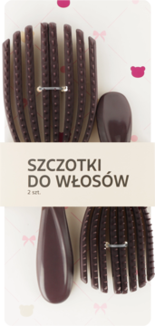 Eloy: dwie ciemnobrązowe szczotki do włosów, widok z góry. Na opakowaniu napis "2 szt.".