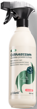 Kremowy spray Goblabk Odtłuszczam wszelkie powierzchnie, 800ml odtłuszczacz z grejpfrutem, widok z przodu.