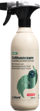 Goblank Odtłuszczacz Grejpfrut do powierzchni w beżowej butelce spray z czarną dyszą. Widok z przodu.