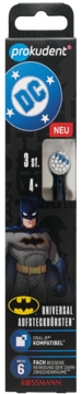 Czarne opakowanie 3 końcówek do szczoteczki elektrycznej Prokudent DC Batman 4+, uniwersalne, kompatybilne Oral-B.