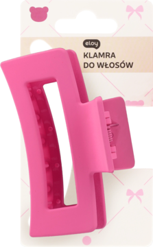 Eloy klamra do włosów okienko ciemnoróżowa, matowa, z tworzywa, na kartoniku, widok z przodu.