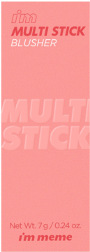 Róż w sztyfcie I'm Multi Stick Blusher, różowe opakowanie, widok z przodu. Waga 7g.