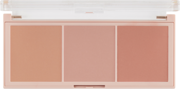 Otwarta paleta różów I'm Meme Afternoon Tea Warm Flavor, trzy ciepłe, matowe odcienie. Widok z góry.