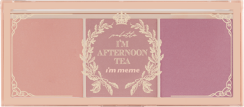Paleta I’m Meme I’m Afternoon Tea Blusher Palette Fruit Flavor z trzema różami: brzoskwiniowym, berry i śliwkowym. Widok z góry.